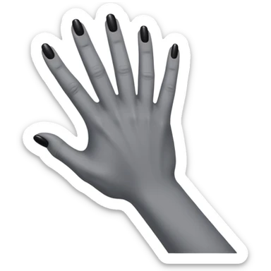 front view of a grey colored arm and hand reaching out with black nails sticker
