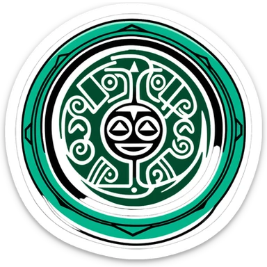 Perfect geometric Maya glyph for message received, absolutely precise shapes, ONLY white and dark green color, hieroglyphic style sticker