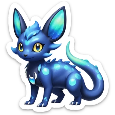 Colorful Iridescent Exotic Nebulae Salandit-Meowstic-Umbreon-Fakémon-hybrid-creature (full body)  sticker
