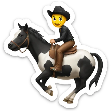 Horse riding a cow sticker