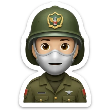 soldier with helmet and wearing mask in dark green sticker