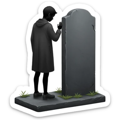 a silhouette of a person shadowing a gravestone sticker