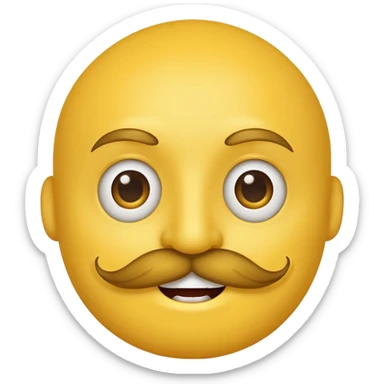 Mustache on a normal  yellow smiley with no dimple and more masculine expression  sticker