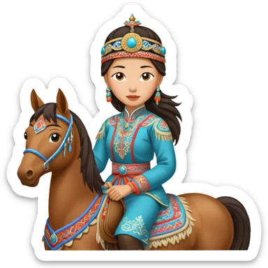 mongolian woman on horse sticker