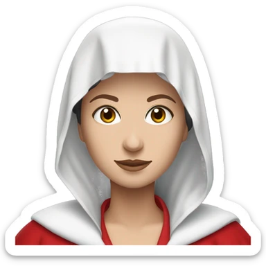 only one curly haired brunette caucasian handmaid in a completely red robe with red hood  sticker