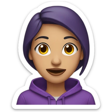 Armenian Woman  with purple hoodie and with a snake tongue sticker
