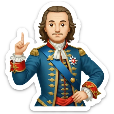 Peter the Great, Russian emperor, pointing to the right with his arm extended sticker