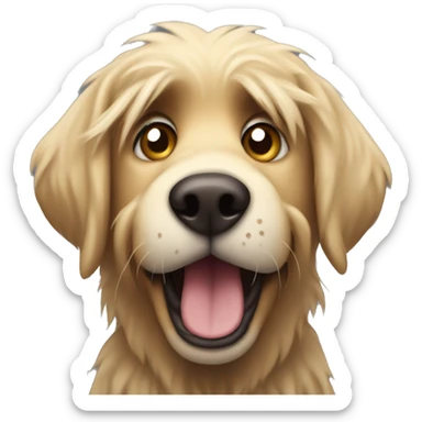shaggy scared dog similar to labrador with sticking out hair sticker
