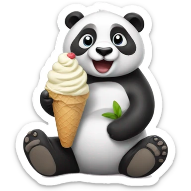 Panda eating ice cream sticker