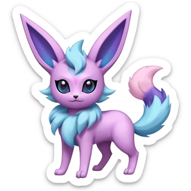 Futuristic Fluffy Glaceon-Espeon-Sylveon-Umbreon-hybrid, full bod sticker