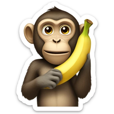 Monkey holding a banana sticker