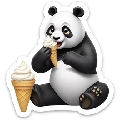 Panda eating ice cream sticker