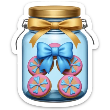 Blue Ginger biscuits in a jar with a bow sticker