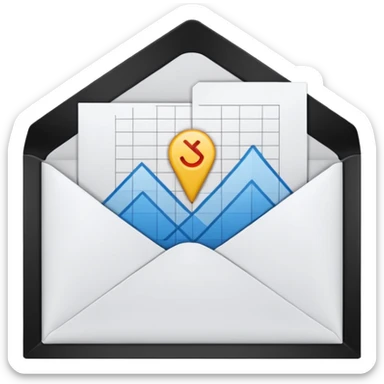 a paper with a graph in an envelope sticker