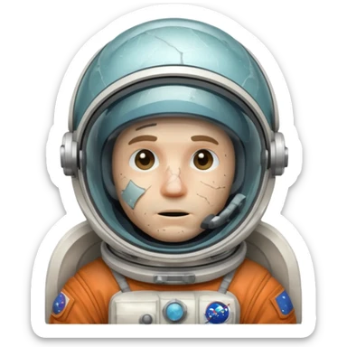astronaut man with cracked glass helmet  sticker