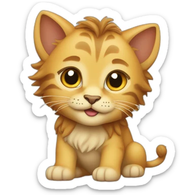 Un petit chaton sur un lion sticker