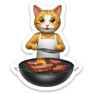 cat grilling barbecue sticker