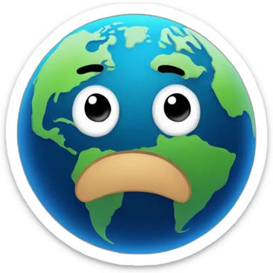 planet Earth with a cartoon saluting face sticker