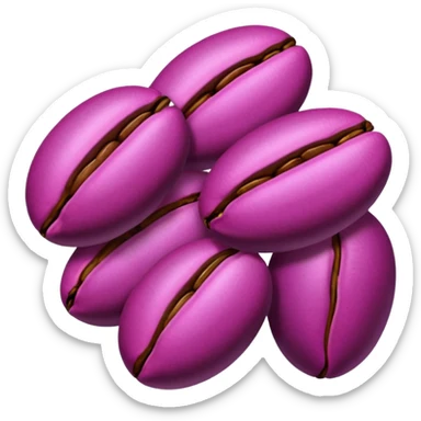 Create minimalist emoji in the style of Coffee Lover — a coffee shop and roastery brand.
Style: cozy, warm.
Colors — purple-pink range.
🫘 coffee beans sticker