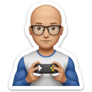gamer with glasses, bald and muscular sticker