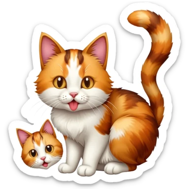 gato lamiendo su cola sticker