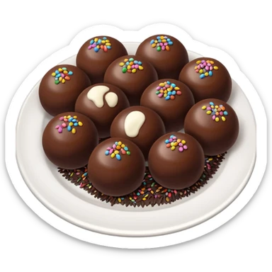 chocolate balls on plate with chocolate sprinkles sticker