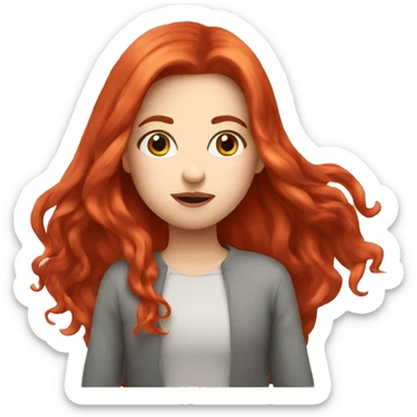 White girl with red long hair sending kiss  sticker