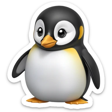 cinematic-cute-emperor-penguin-portrait-emoji,-head-tilted-playfully-and-inquisitively,-with-glossy,-pristine-plumage,-sparkling-eyes-filled-with-curiosity,-simplified-yet-irresistibly-adorable-features, black, large black eyes face sticker