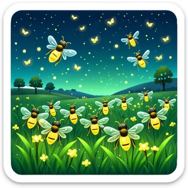 Fireflies scenery countryside  sticker