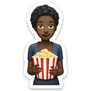 Black girl eating popcorn sticker