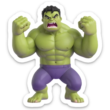 3D emoji of the Hulk, roaring, fists up sticker