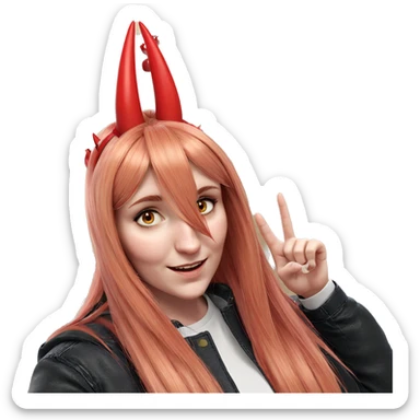 smiling girl with red horns sticker