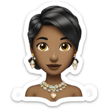 elegant black-haired girl with jewelry. sticker