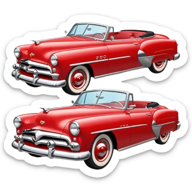 classic red convertible 1950s sticker