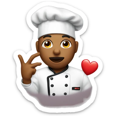 Chef making a kiss face with a heart sticker