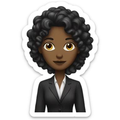 white woman lawyer with curly black long hair sticker