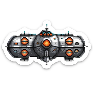 1960s retro space cruiser with round portholes sticker