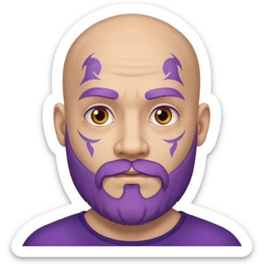 bald purple bearded man with face tattoo sticker