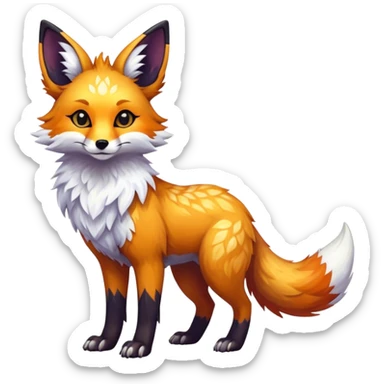 Epic Feral Rare Fantasy shiny cool fluffy Vernid-Trico-Fox-species-hybrid-animal by LiLaiRa, random markings, tufted ears, full body sticker