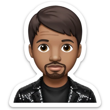  Stevie J, Record Producer with dark brown hair, black sequin outfit sticker