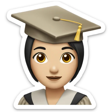 graduation girl with black hair asian skintone sticker