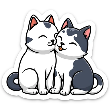 Cat kisses a dog sticker
