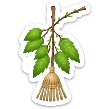Birch Broom For Russian Bath Water Green Leaves  sticker