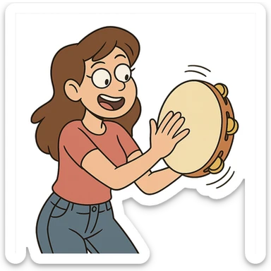 ragazza castana che gioca a tamburello sticker