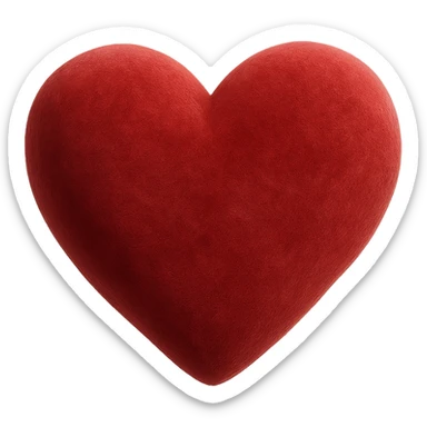 realistic digital art of a heart with a soft velvet texture, no background sticker
