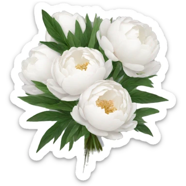 White peonies bouquet  sticker