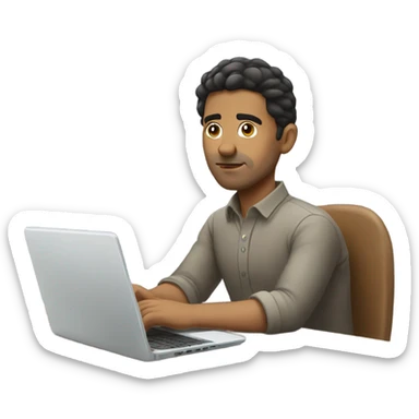 Working at my desk remotely from home Hispanic male sticker