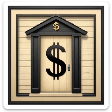 a normal house with a dollar sign in the middle sticker