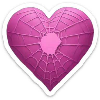 pink heart in a black spiderweb  sticker