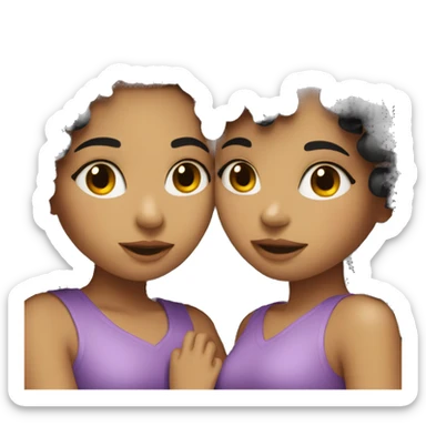 2 girls kissing with black curly hair  sticker